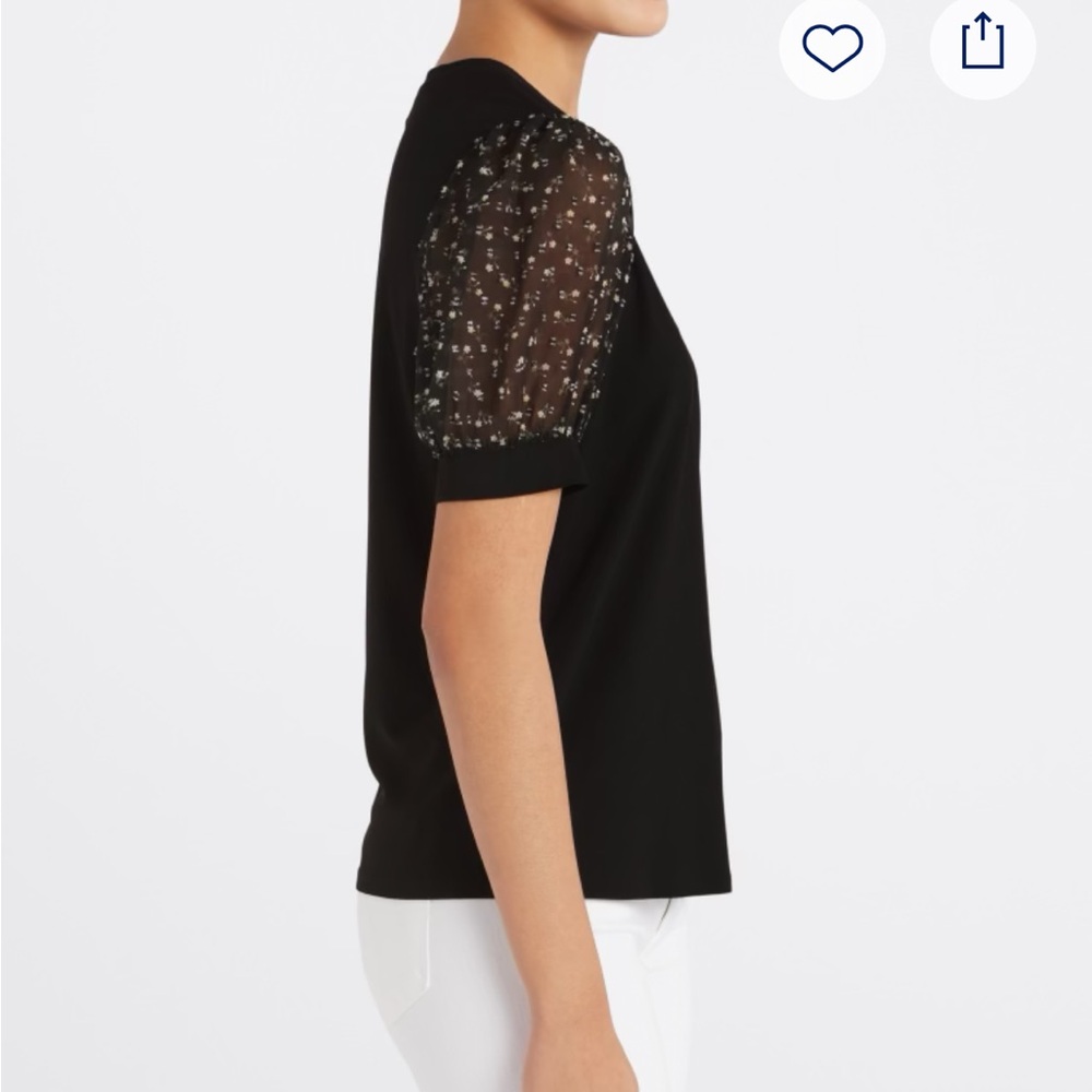 Cece Sportswear Floral Puff Sleeve Knit Top - Picture 3 of 4